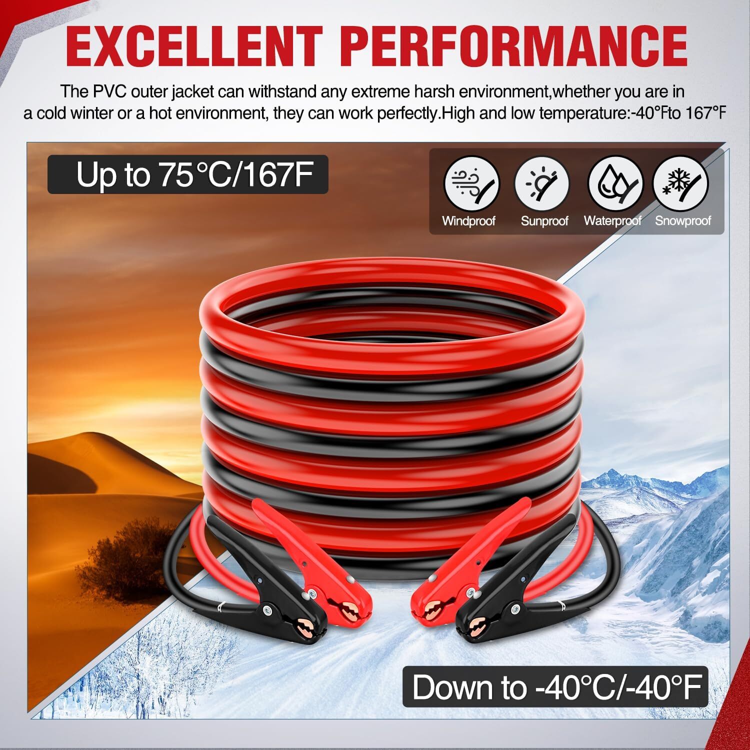 Nilight Jumper Cables for Car Battery 4Gauge 20 FT Booster Cable Heavy Duty 600A