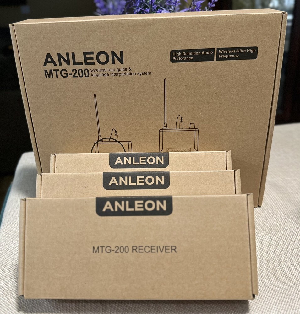 ANLEON MTG-200 Wireless Tour Guide & Language Interpretation System-4 Receivers