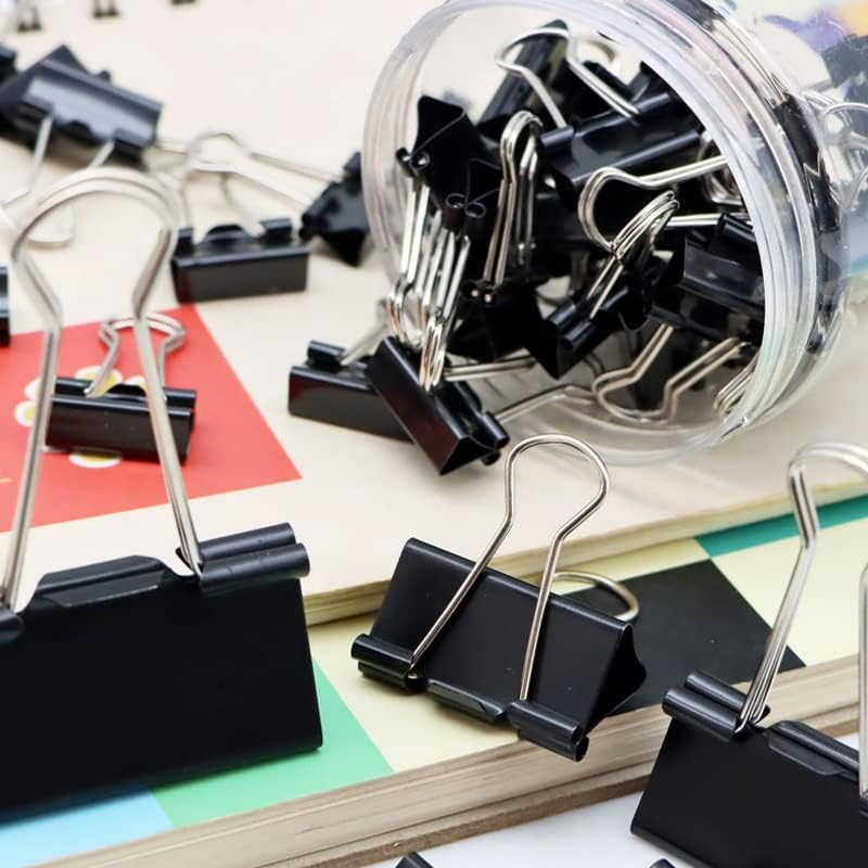 120Pcs Binder Clips Assorted Size Office Clips with Clear Storage Container
