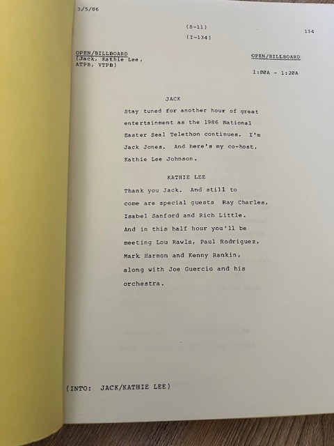 VERY RARE 1986 Easter Seals Telethon script Volume 2 sections 11-20 of telethon