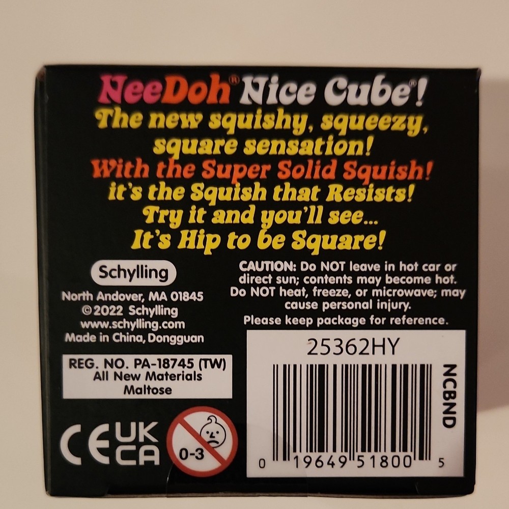Schylling Nee Doh Nice Cube Super Solid Squish Squeeze Ball Tear-Resistant Pink