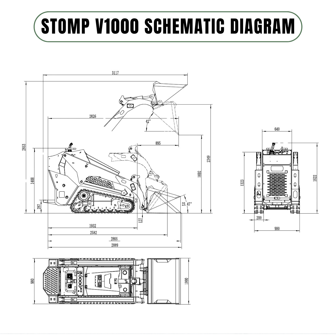TYPHON Stomp V1000 Kubota D1105 Diesel 24.4hp Skid Steer Hydraulics Full Control