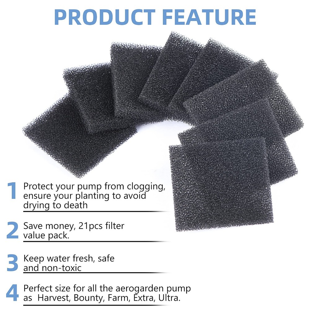 Carvoriy 21 Pack Pump Filter Sponge Replacement Black