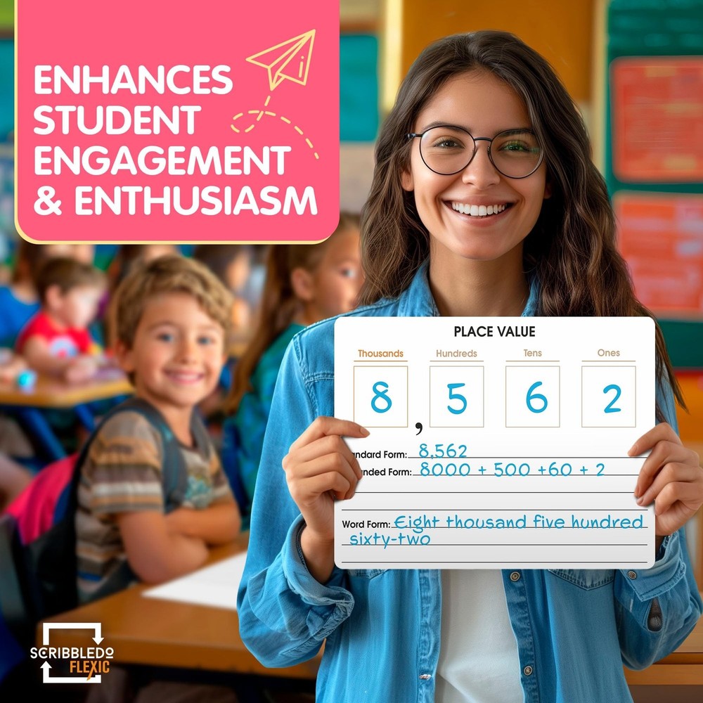 SCRIBBLEDO Place Value Chart Math Practice 9”x12” Small White Board