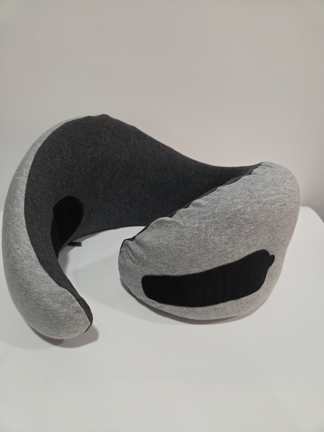 Open Box-OstrichPillow Go Neck Travel Pillow, Memory Foam, Grey/Black