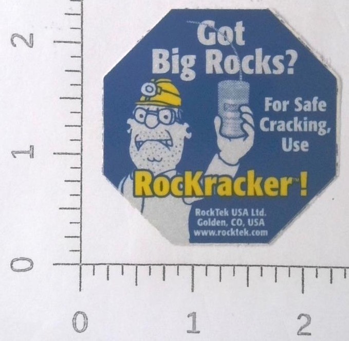Vintage RockKracker RockTek USA Mining Tool Coal Mining Sticker Decal