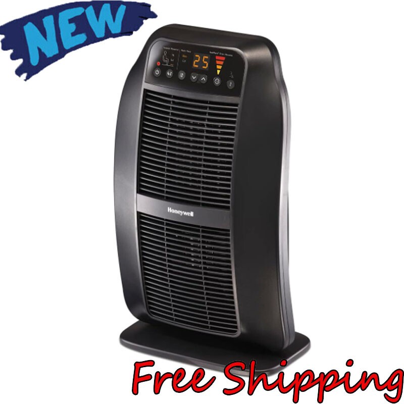 Electric Ceramic Space Heater Digital Controls and Programmable Thermostat Black