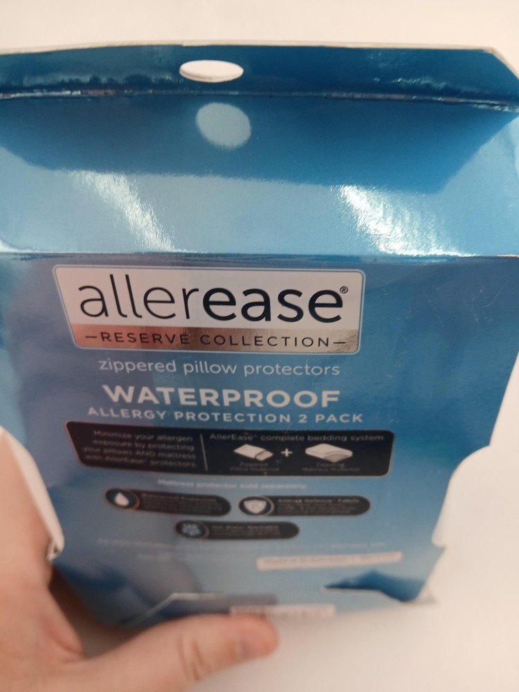 AllerEase Reserve Pillow Protectors Standard/Queen Waterproof White 2 Pack Set