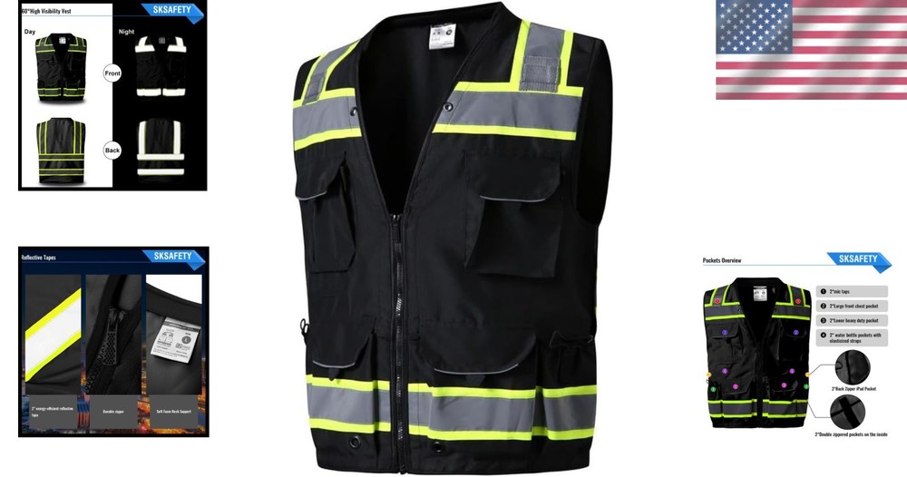 Durable Polyester Safety Vest with Reflective Tape