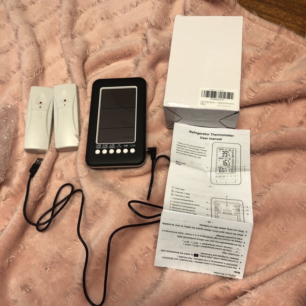 (Upgraded Version) AMIR Refrigerator Freezer Thermometer with 2 Sensors Digital