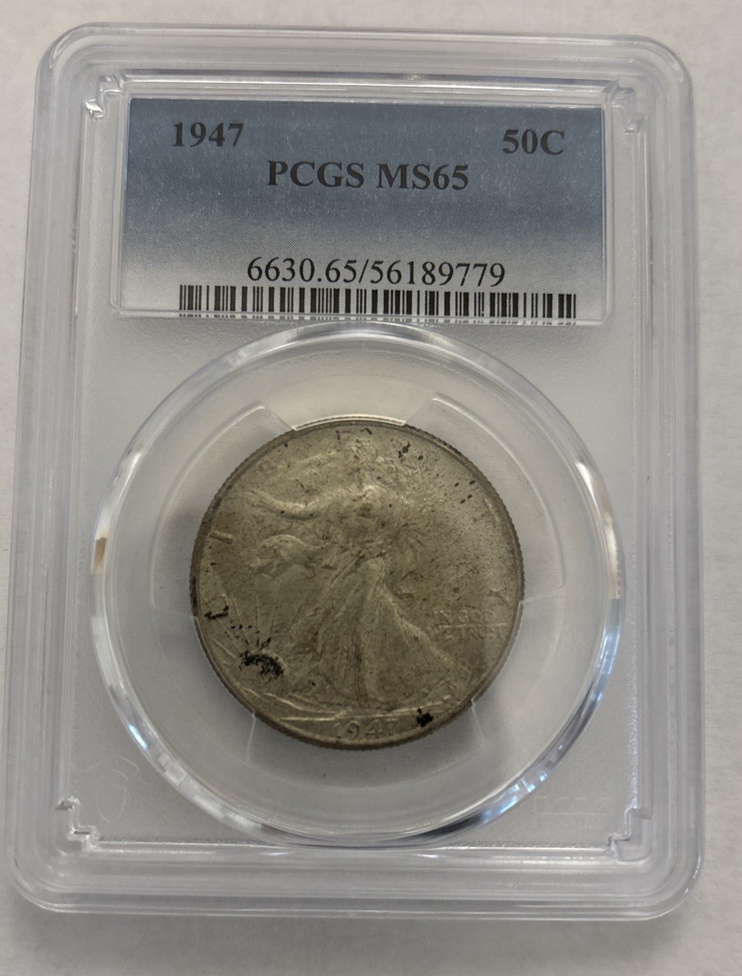 🔥 1947 Walking Liberty Silver Half Dollar 50C PCGS MS65 -Clam Shell Color NICE!