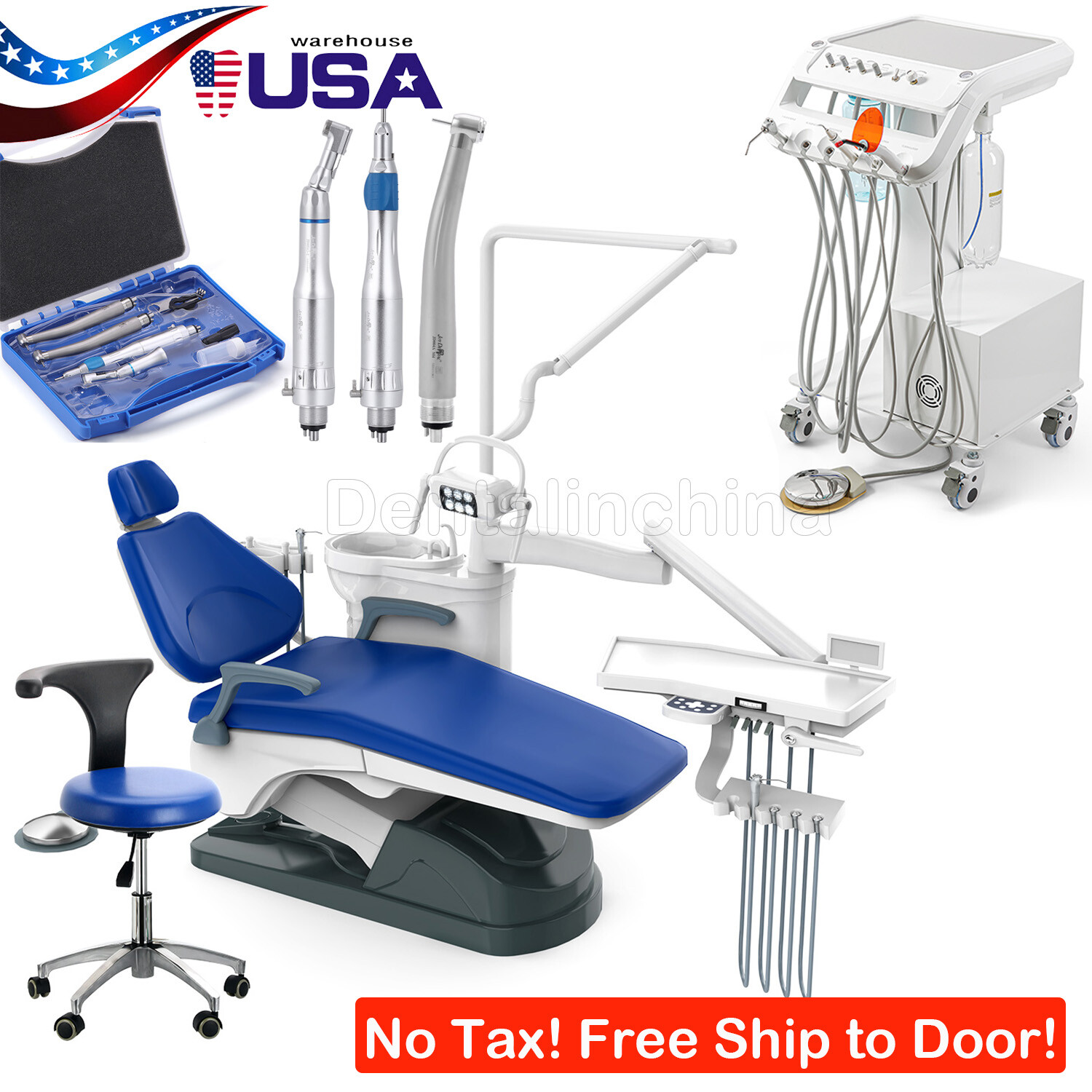 Dental Unit Chair Computer Controlled DC Motor+Stool/Delivery Unit/Handpiece Kit