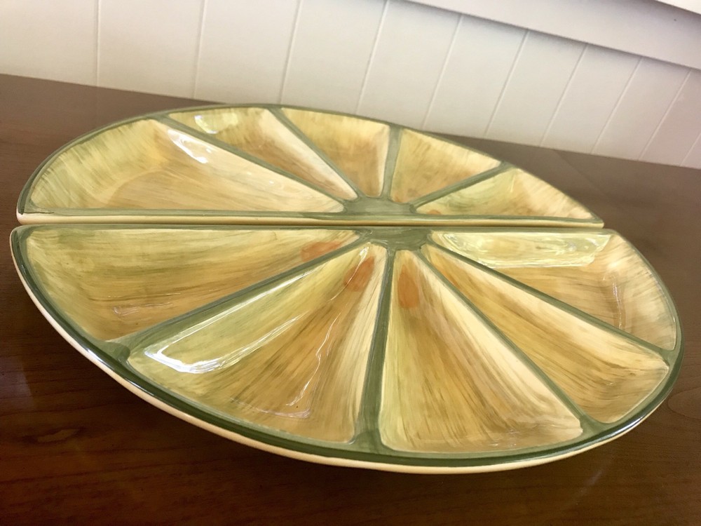 Everyday Gibson Hand Painted Sectioned Tray - Lime Lemon
