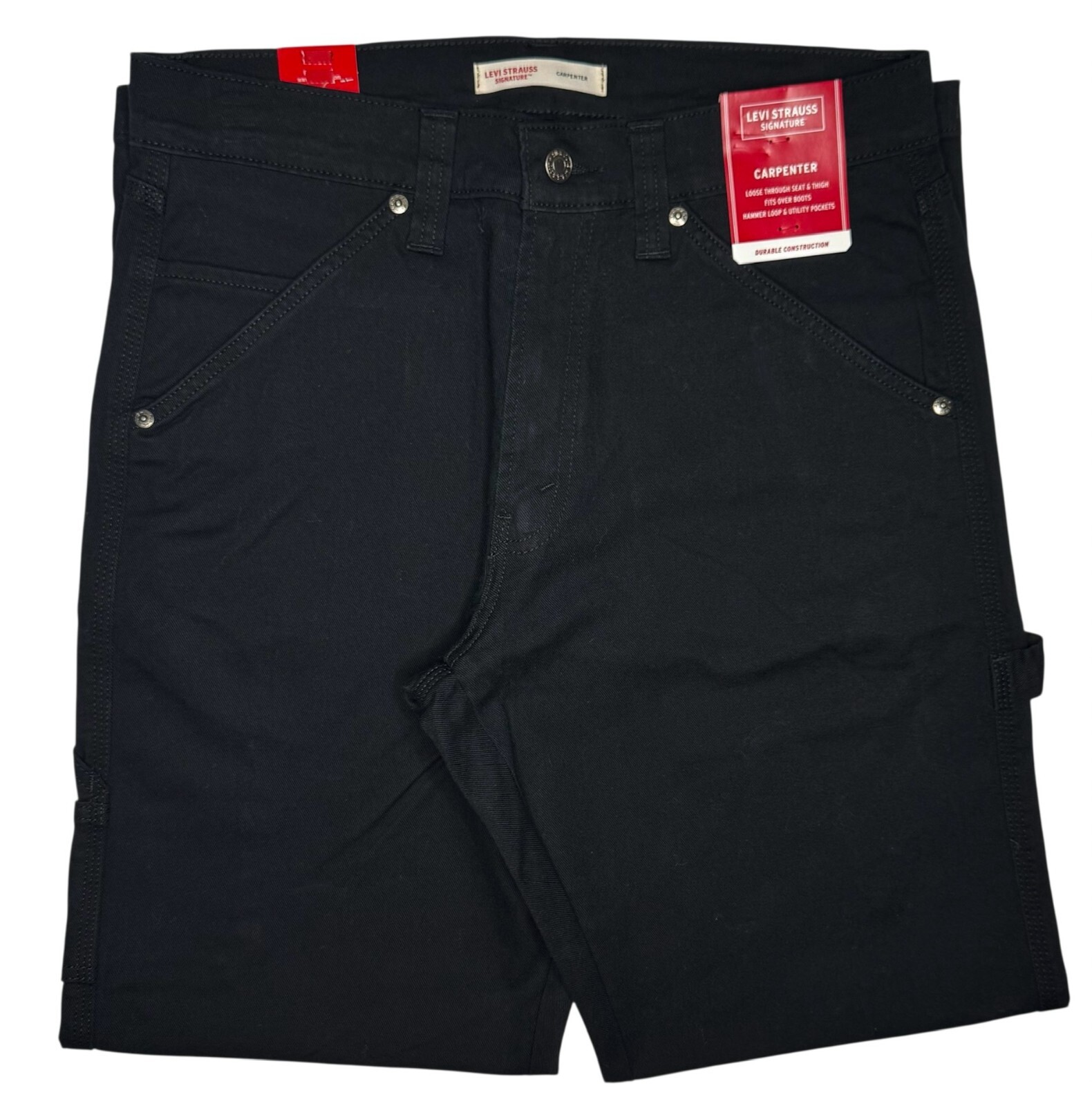 Signature By Levi Strauss & Co. #11752 NEW Men's Black Stretch Carpenter Jeans