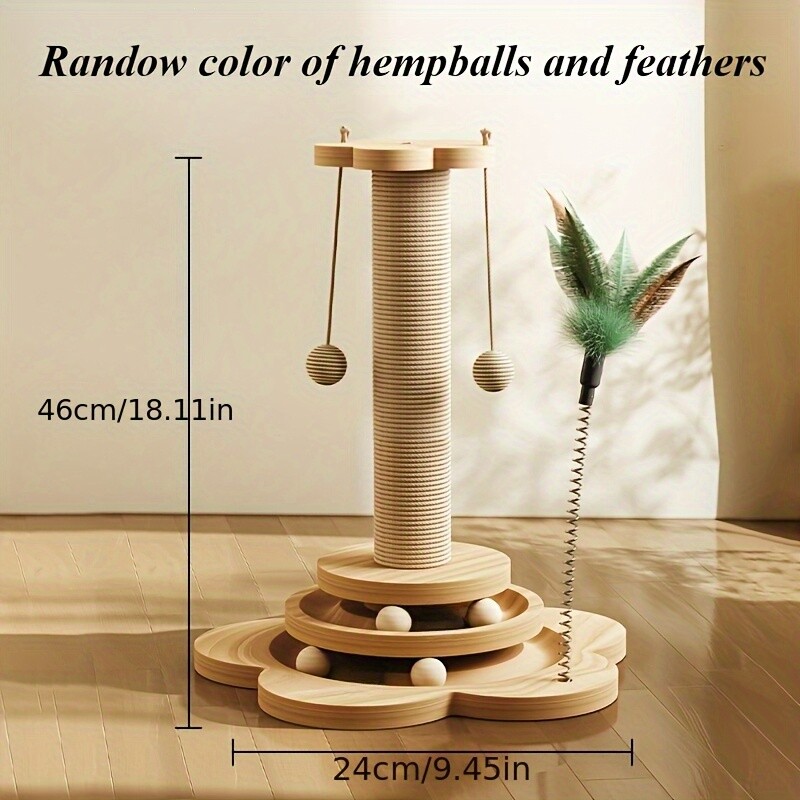 Durable Wooden Cat Tree Scratching Posts, Teaser Wands, And Scratching Boards