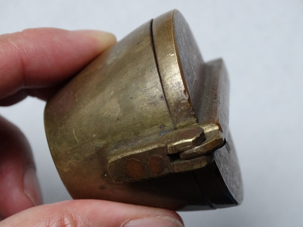 Antique (~18th c) Spanish Solid Brass Lidded Case, for Nested Weigth Set Medical