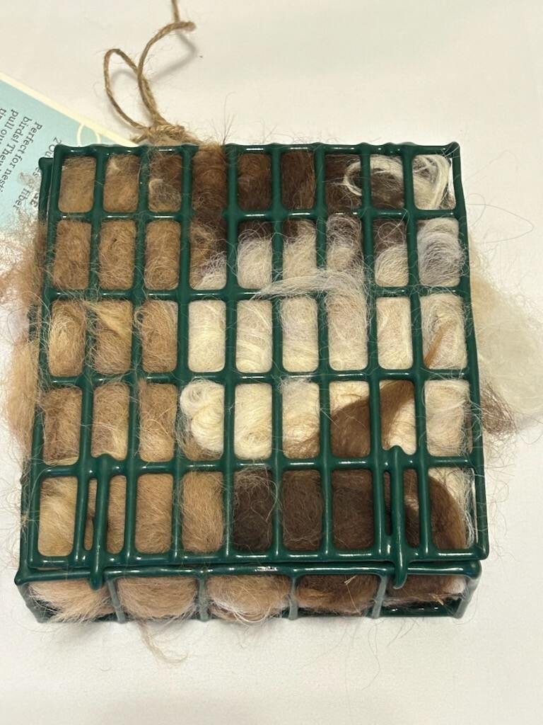 100% Raw Alpaca Fiber Bird Nester ready to hang suet cage nesting material