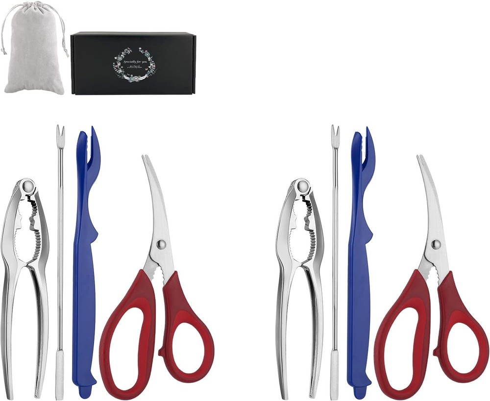 Seafood Tools Set Includes 2 Crab Crackers 2 Seafood Fork 2 Lobster Crackers 2 S