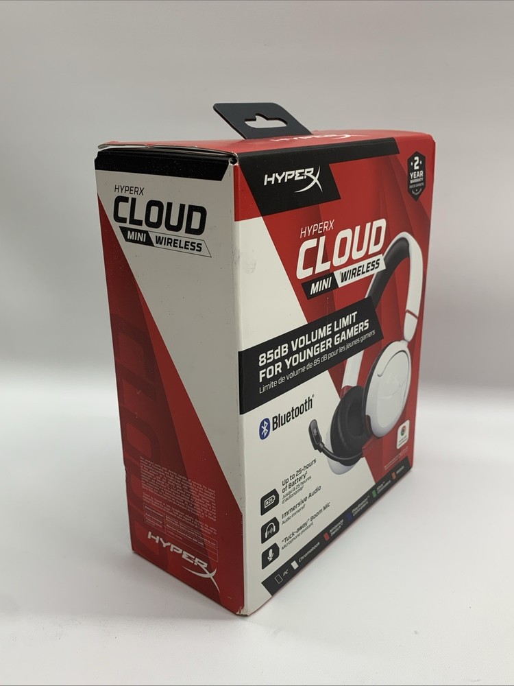 HyperX Cloud Mini Wireless Gaming Headset 85dB Volume Limit Lightweight (White)