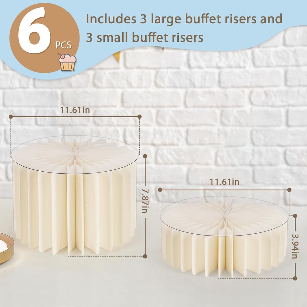 6 Pcs Buffet Risers, Food Risers for Buffet Table, White Food Display Risers ...