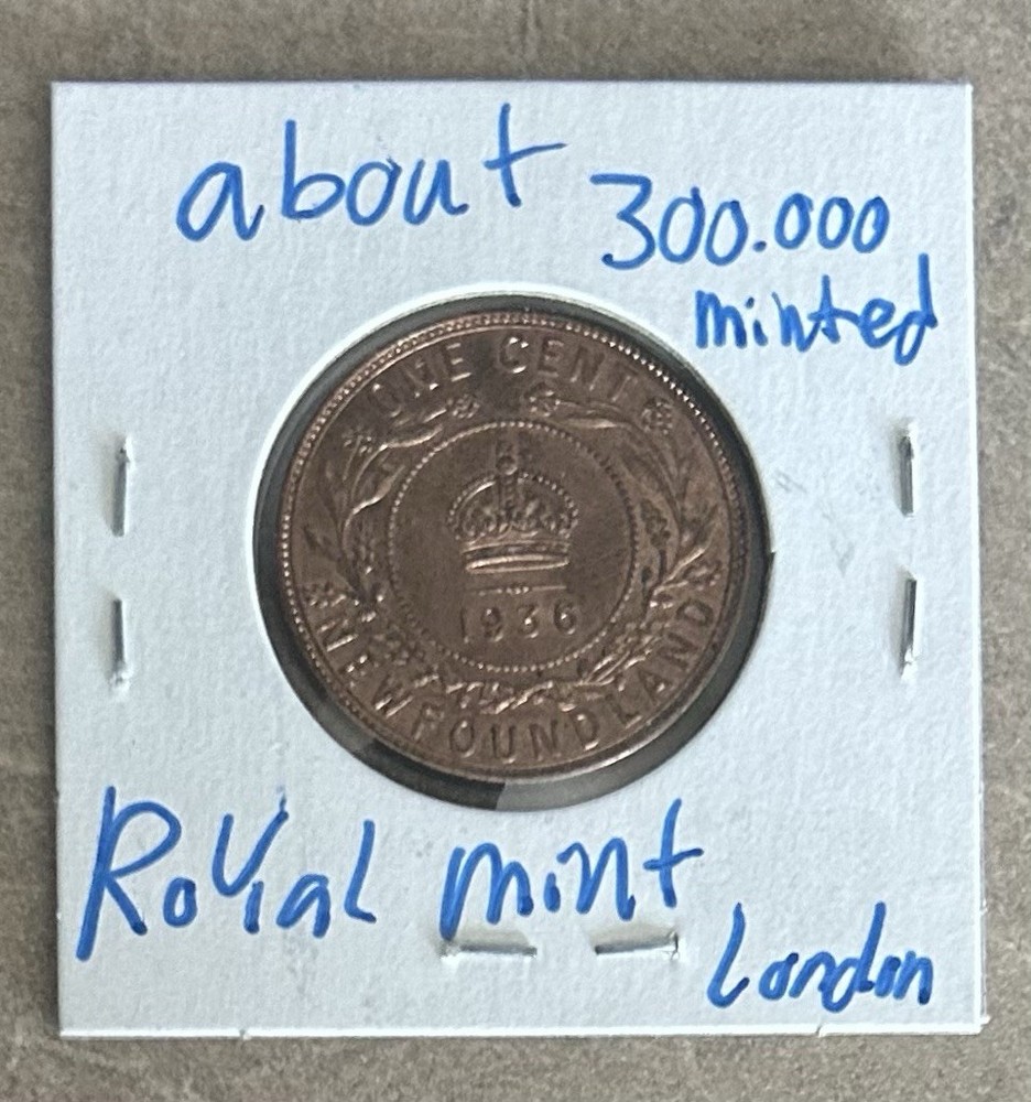 1936 Newfoundland Large One Cent C6
