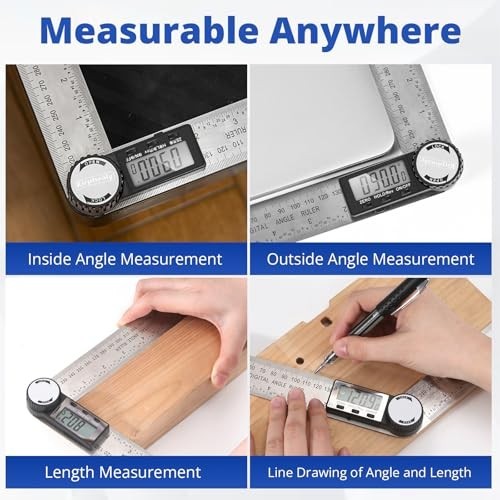 7" Digital Angle Finder Protractor - Adjustable Angle Gauge Tool for Carpentry &
