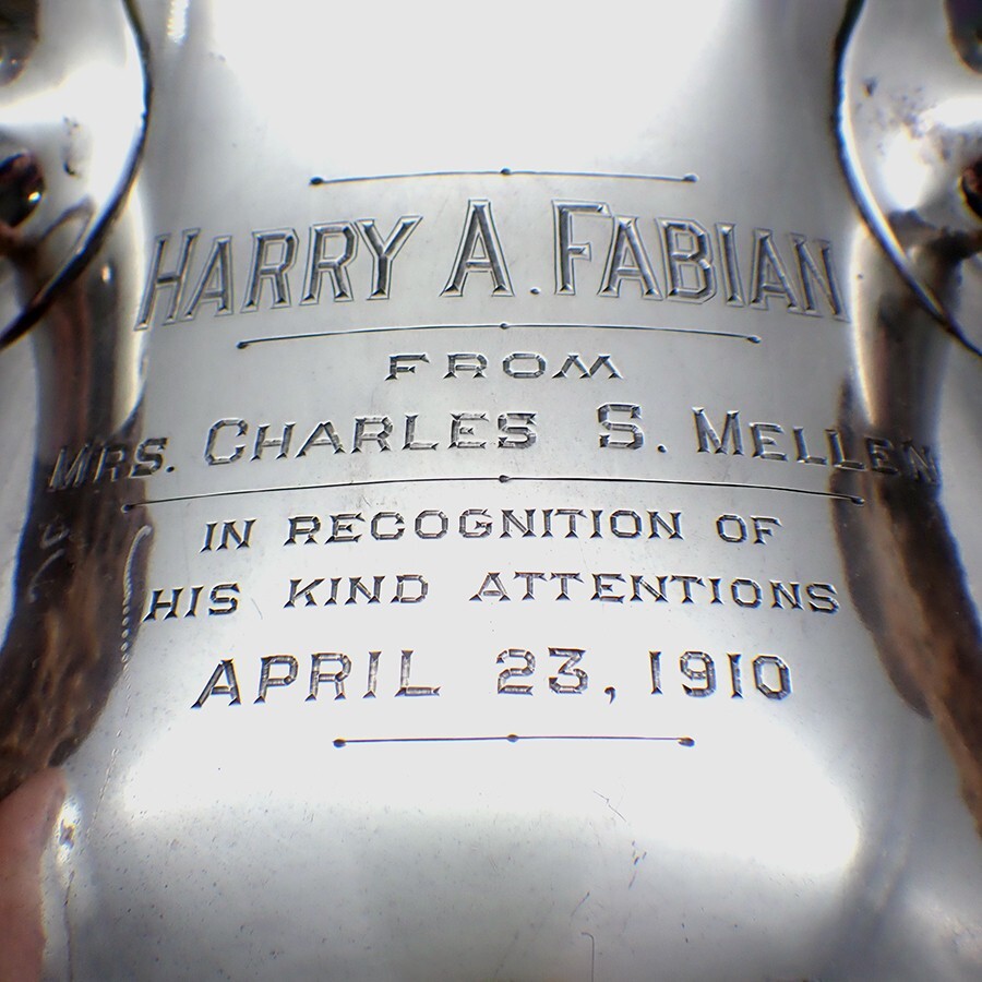 Three Handle Trophy Cup Antlers Sterling Silver Gorham 1910