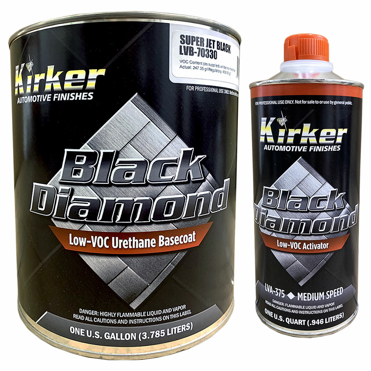 1 Gal Kirker Black Diamond Car Paint Super Jet Black LVB-70330 w/ Med Activator