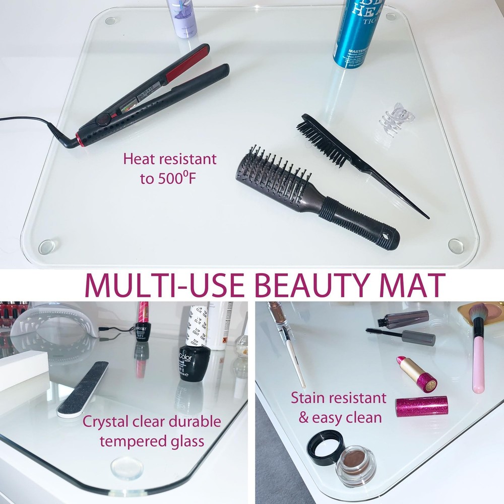 Marvelux Tempered Glass Desk Pad, Clear Surface Protector, Multi-Purpose Dura...