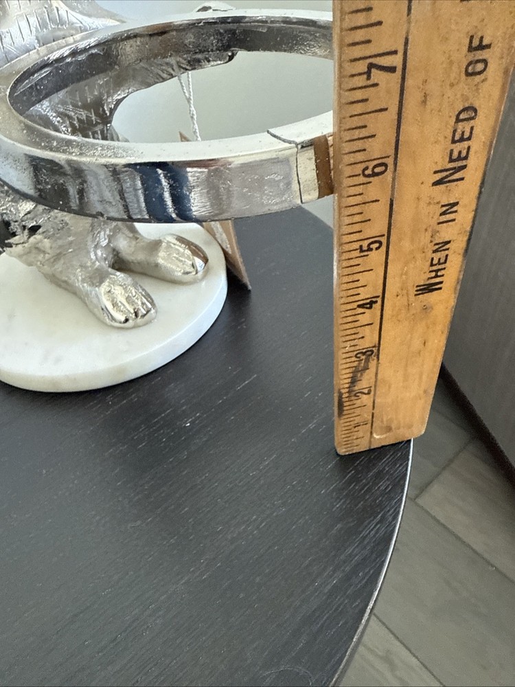 12.5” Silver Easter Rabbit on Marble Stand Missing Candy Glass Bowl Home Decor