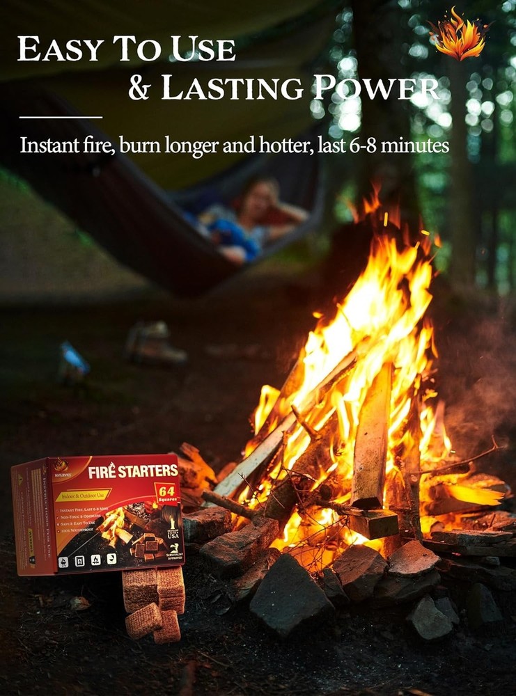 Portable 64 Mini Fire Starter Squares - Natural & Eco-Friendly Lighting Solution