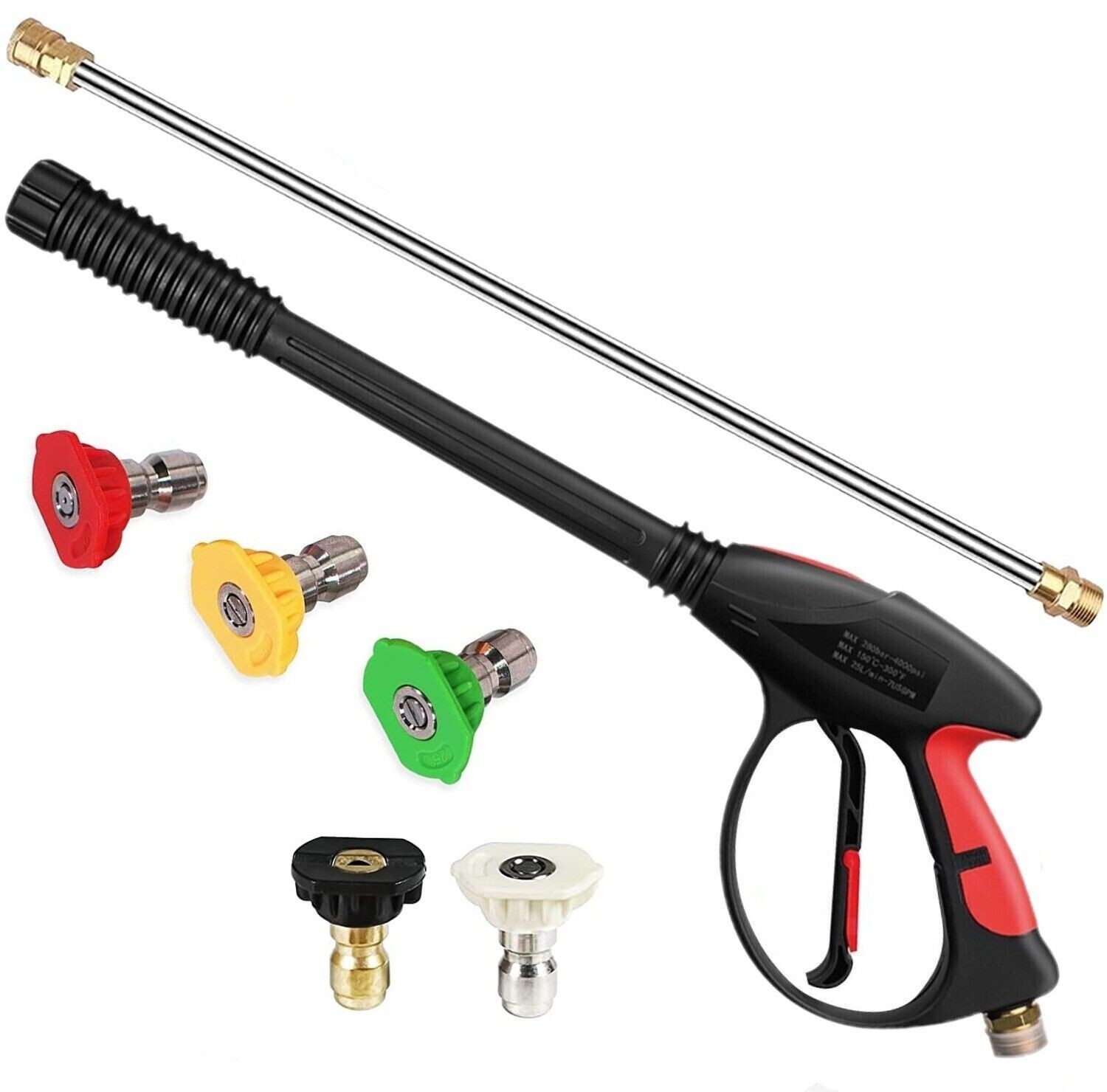4000PSI High Pressure Power Washer Spray Gun Wand Lance Quick Nozzle Tips Kit