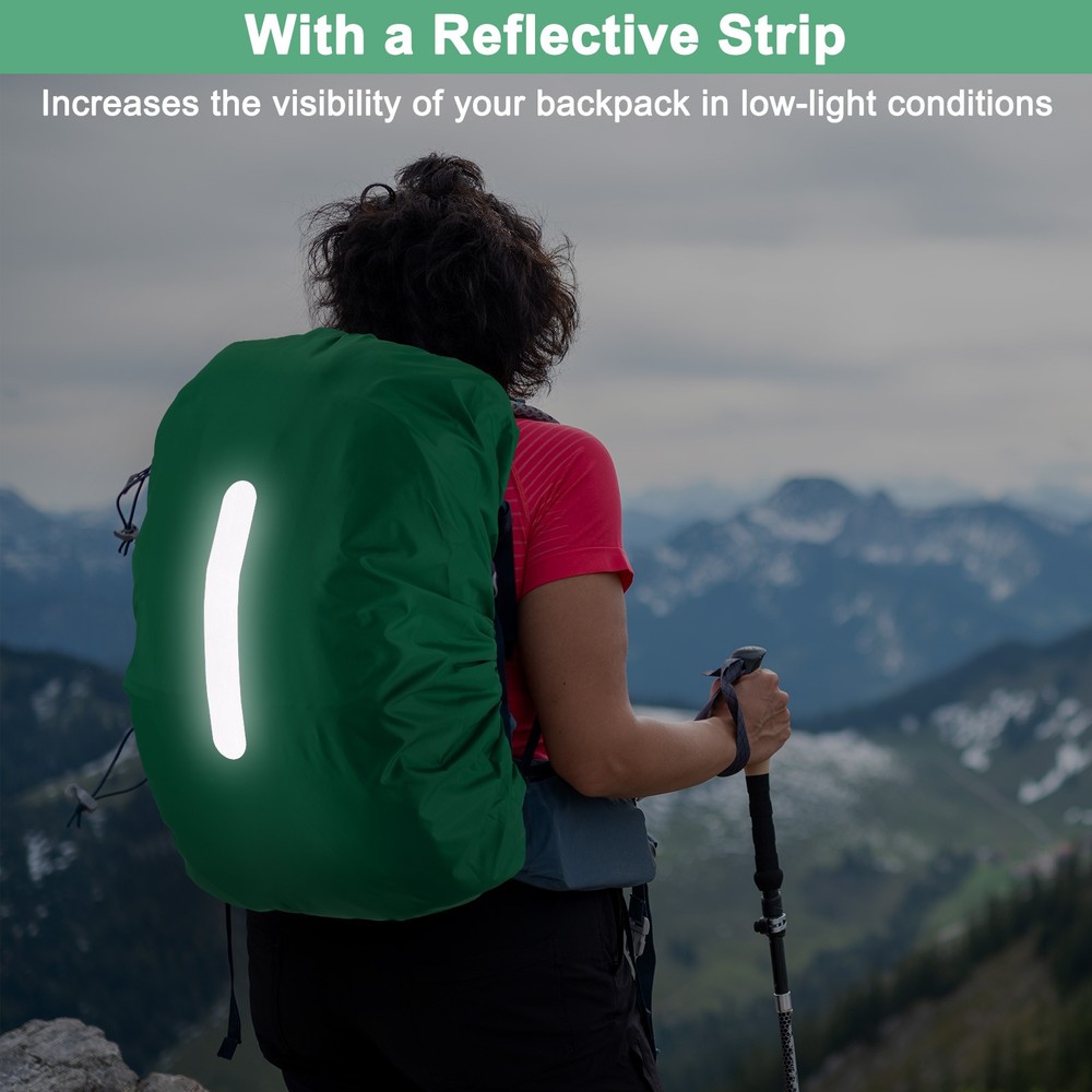 75L-85L Backpack Rain Cover with A Vertical Reflective Strap [Postal Green]