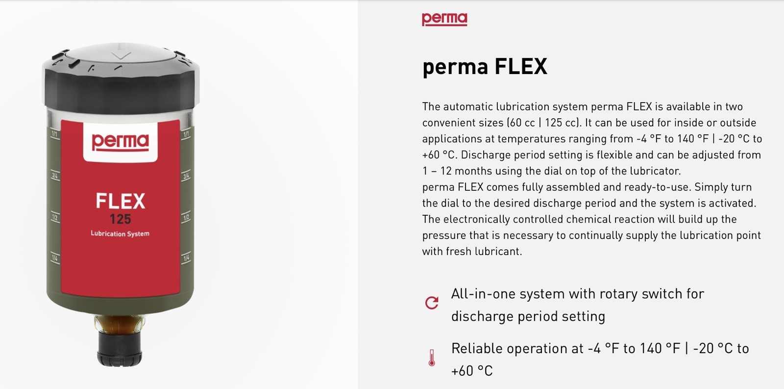 PERMA Flex Automatic Lubrication Systems 125cc Mobil Grease XHP 221 “auto-luber”