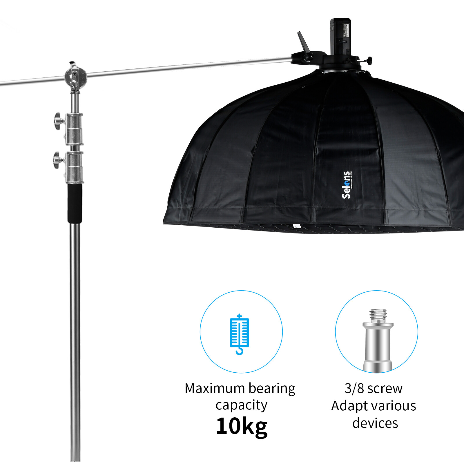 11ft Heavy Duty C Stand Light Tripod Gobo Booms Arm Grip Head Studio With Wheels