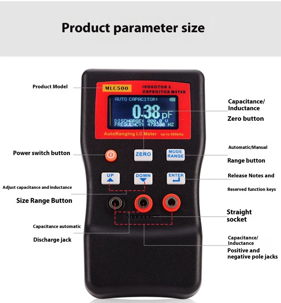 Capacitance Inductance Meter MLC500 Capacitance Meter Digital Display Tester