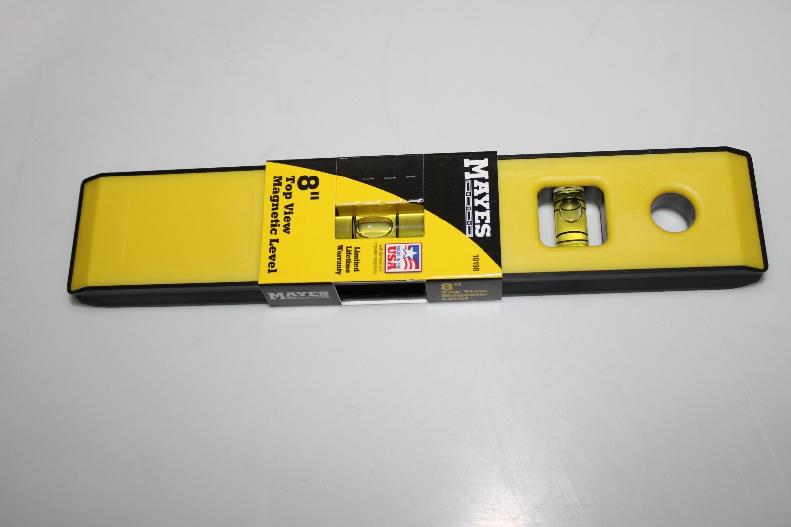 Mayes 10198 8" Yellow Magnet Torpedo Level NEW made in the USA