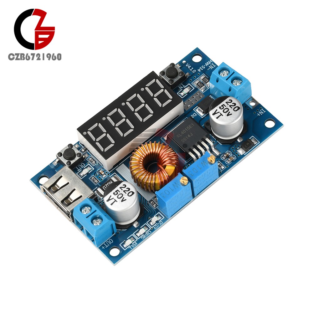 Adjustable 5A CC/CV Power Step-down Charge Module LED Driver W/ USB Voltmeter