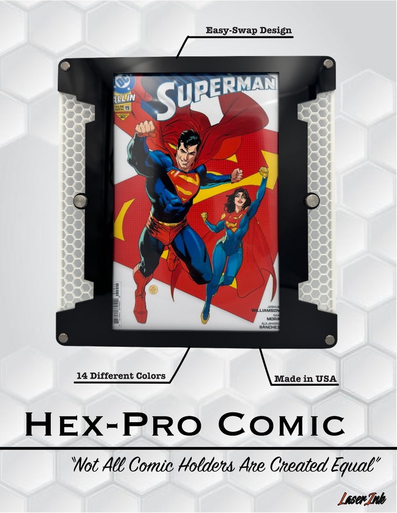Comic Book Frame Holder- Wall Mount Topeloader Comic Hex- Pro Comic