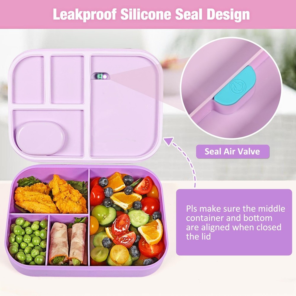 Caperci Bento Box for Kids - Stackable Leakproof Multiple Compartments Lunch ...