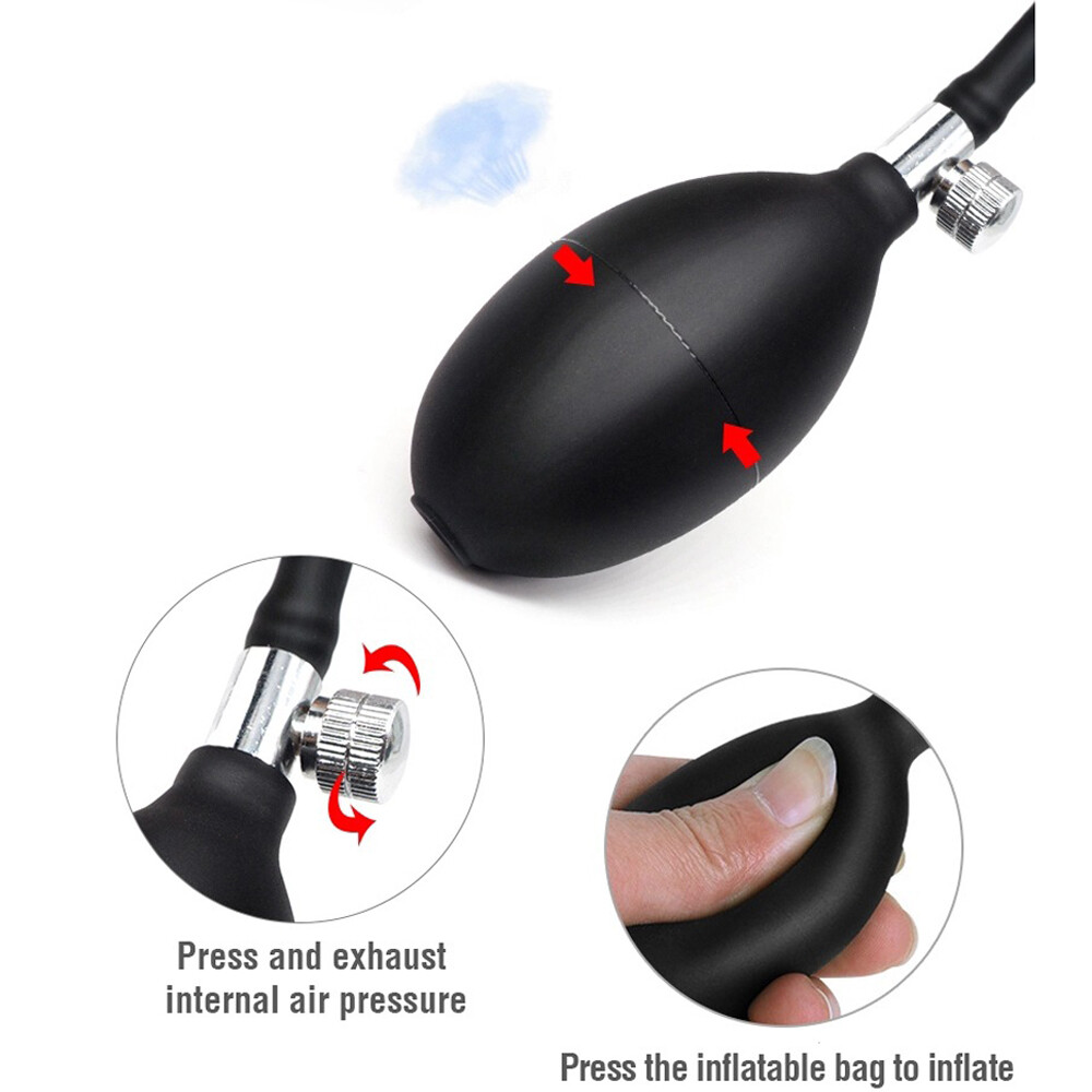 Inflatable Penis Dildo Cock Pump Expandable Anal Butt Plug Sex Toy Men Women US