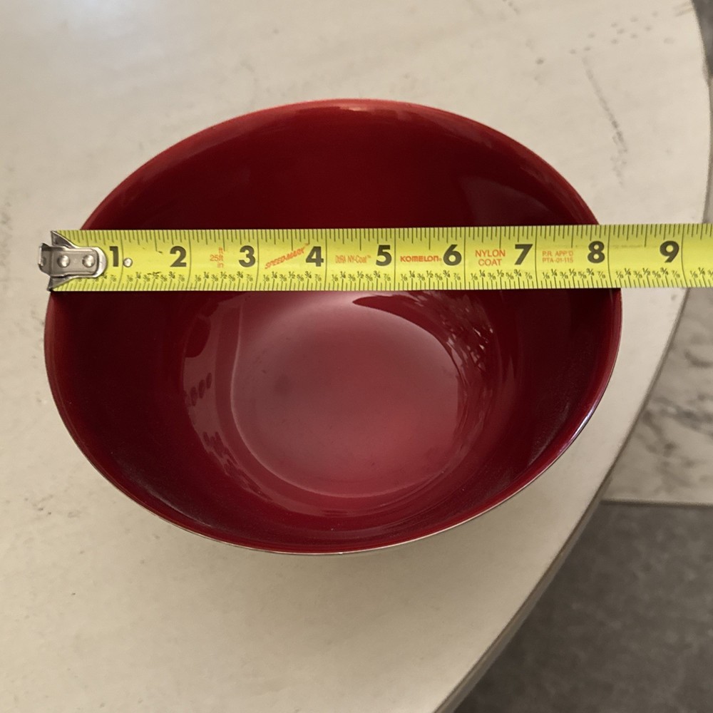 Reed & Barton Red Enamel Silver Plated Bowl - 8” Diameter