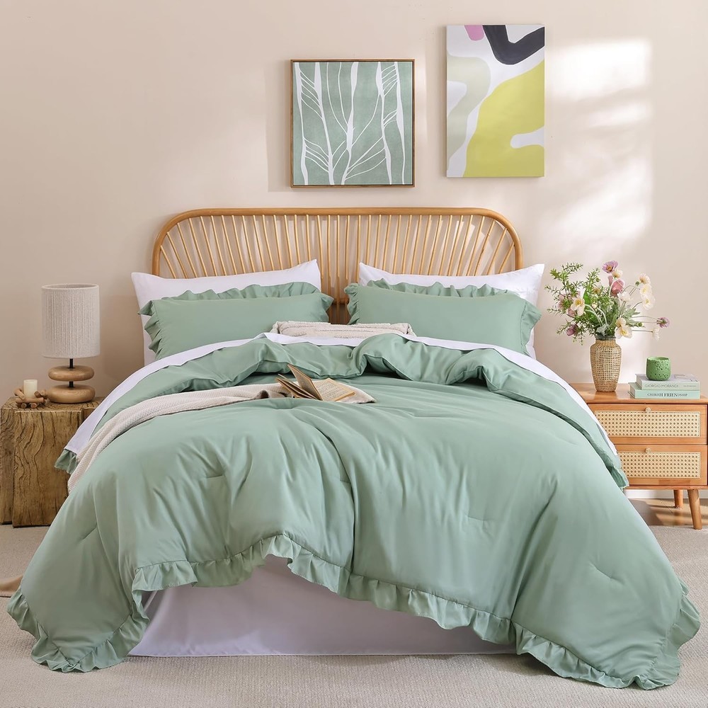 Soft Fluffy Comforter Set 3PCS 1 Ruffled Blush Comforter Set & 2 Pillowcases