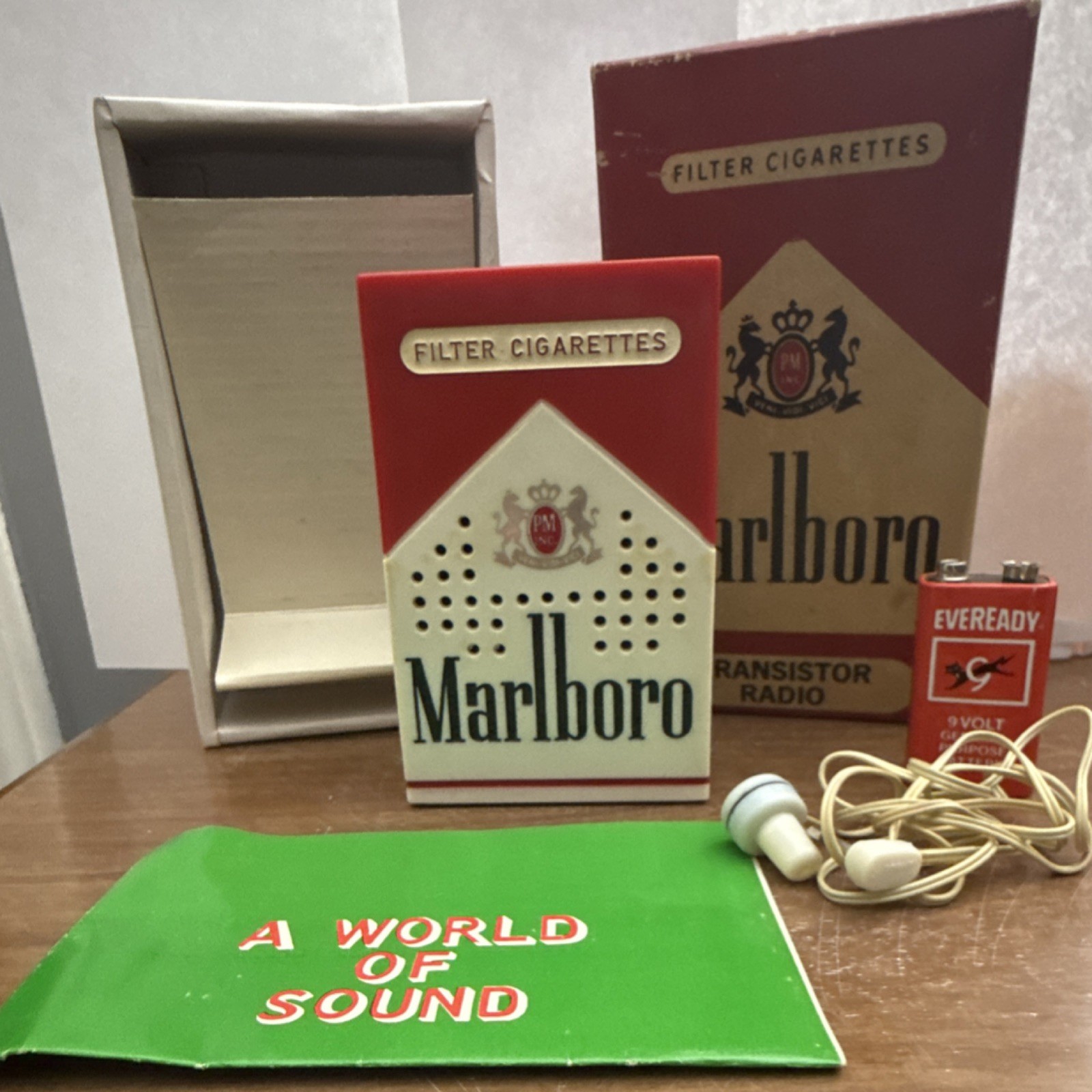 Marlboro Filter Cigarettes Transistor Radio Pack Design with Earphones, Box