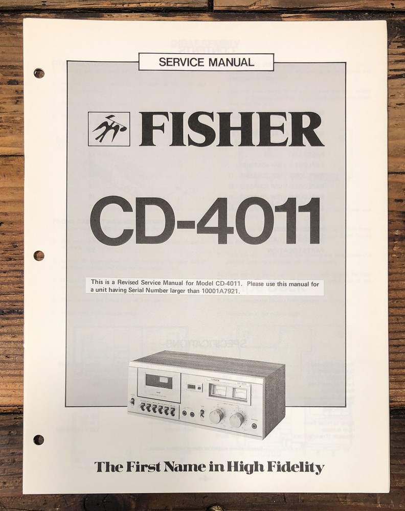 Fisher CD-4011 Cassette Revised Service Manual *Original*
