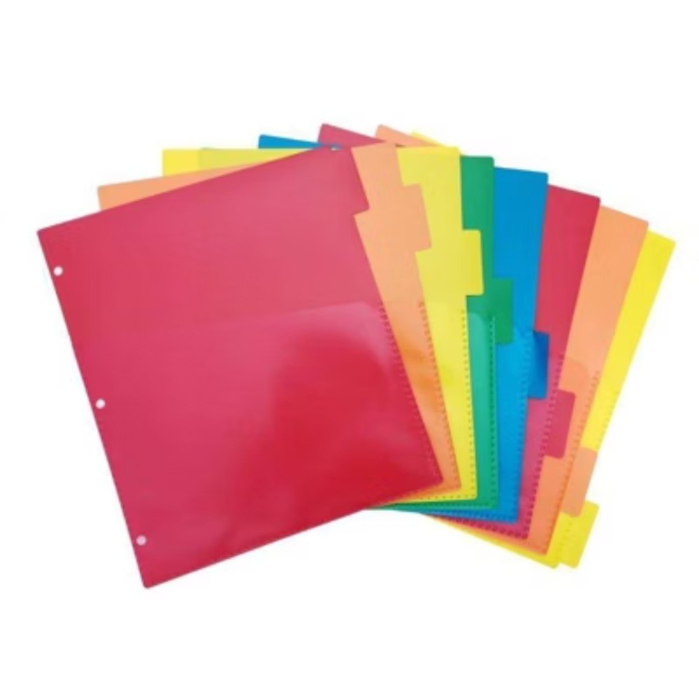 8ct Write-On Index Dividers with Pockets Multicolor