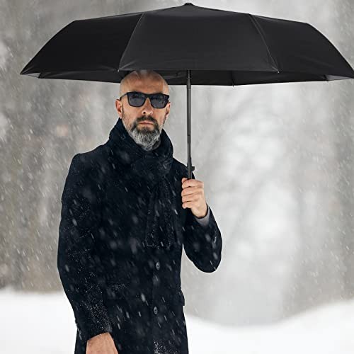 6 Pcs Travel Compact Umbrella Automatic Open Close Windproof Small Light Black