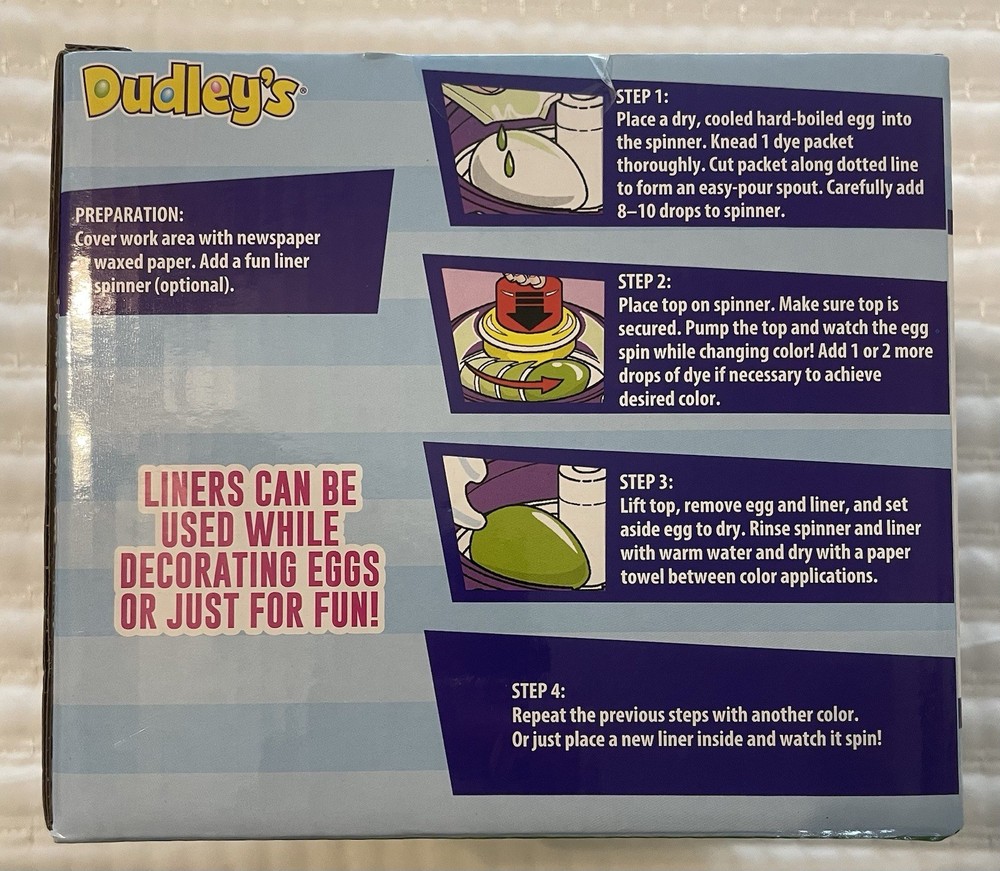 New Dudley’s “Spin An Egg” Decorating Dye Easter Egg Coloring Kit With 5 Colors