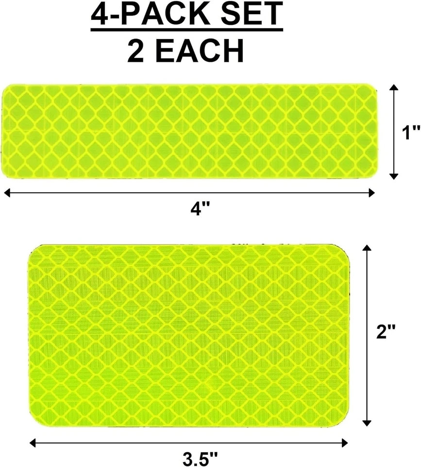 High Visibility Reflective Safety Patch Set, 4 Pack, Hook and Loop Fastener, ...