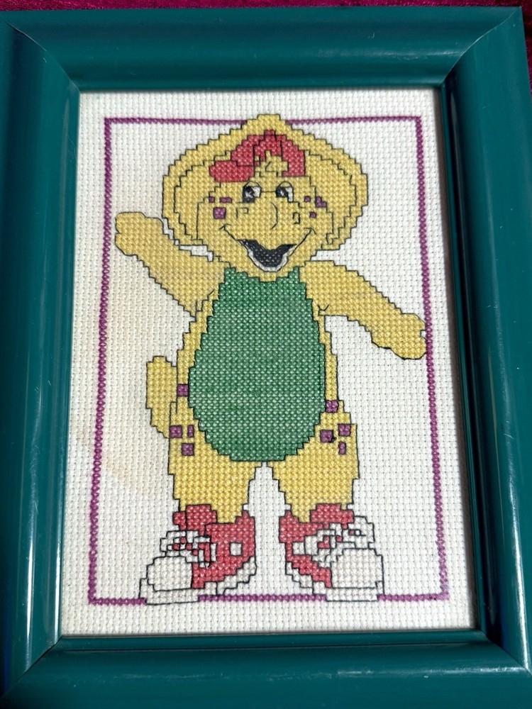 Barney & Friends Framed Finished Handmade Needle Point Set